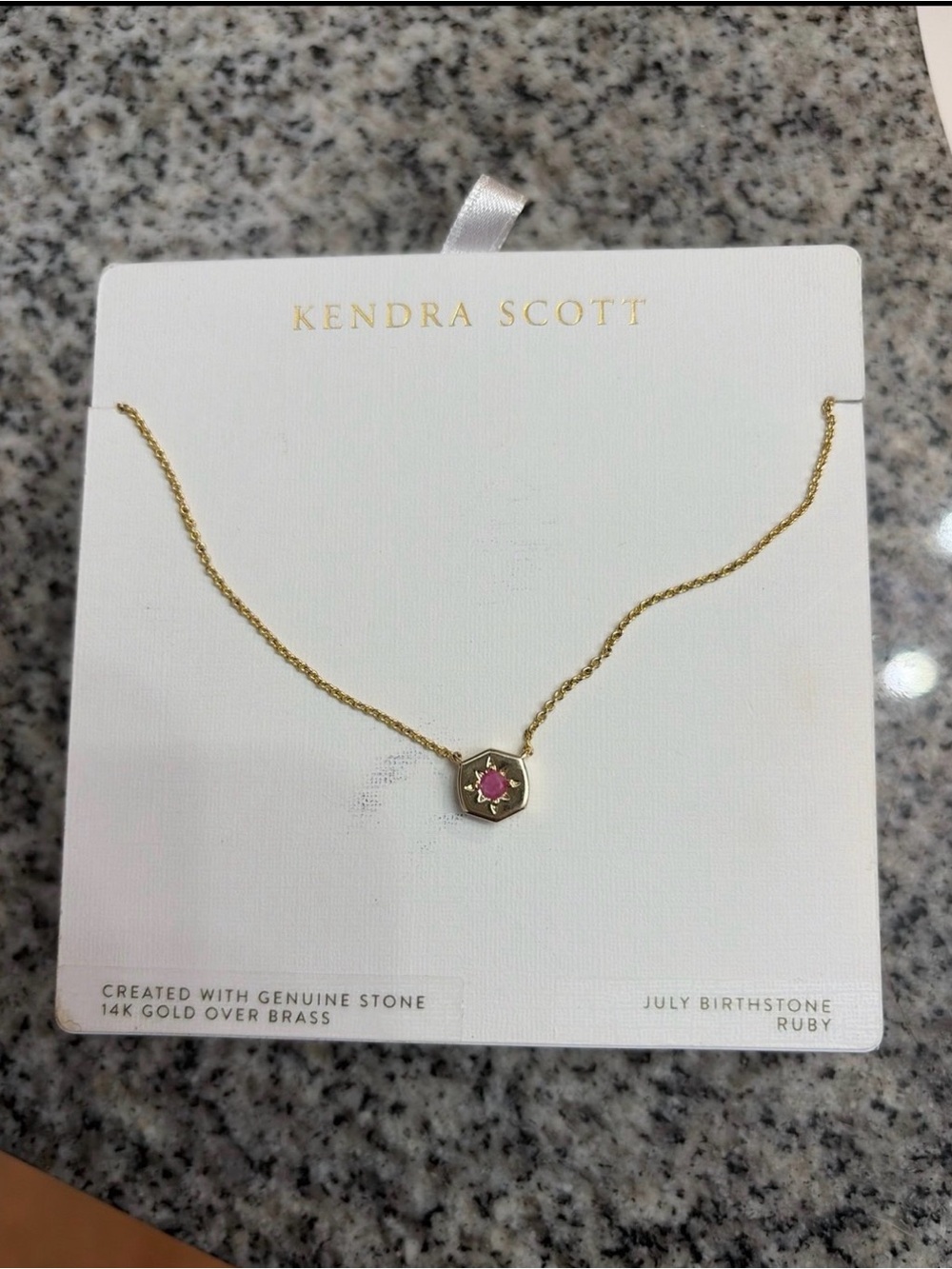 Kendra Scott Gold Necklace July birthstone Ruby Center